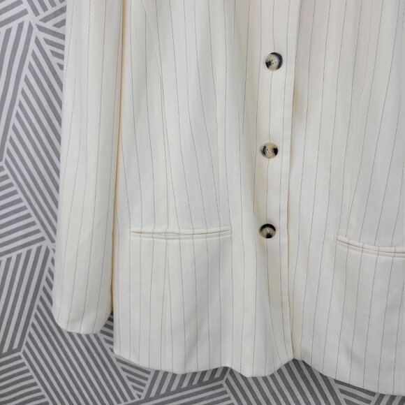 Vintage Jacqueline Ferrar Blazer Jacket Plus 18 Cream Pin Stripe Professional - Picture 4 of 6